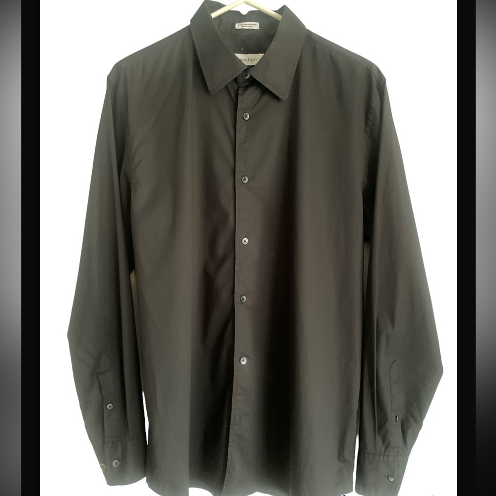 Mens Black Calvin Klein Dressy Shirt